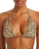 Pq Swim Chain Trim Leopard Print Bikini Top