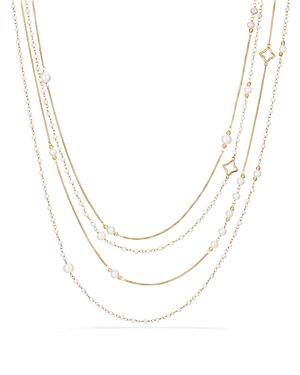 David Yurman Bijoux Two Row Chain Necklace In 18k Gold With Pearls