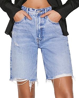 Frame High Rise Denim Bermuda Shorts In Baines Rip