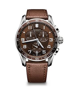 Victorinox Swiss Army Chronograph Classic Brown Leather Strap Watch, 45mm