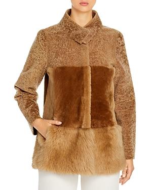 Maximilian Furs Reversible Paneled Shearling Coat