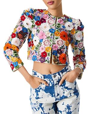 Alice And Olivia Lorna Puff Sleeve Cropped Top