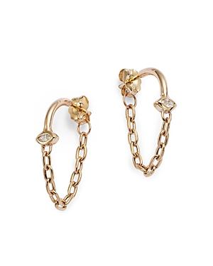 Zoe Chicco 14k Yellow Gold Paris Diamond Marquis Chain Hoop Earrings