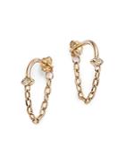 Zoe Chicco 14k Yellow Gold Paris Diamond Marquis Chain Hoop Earrings
