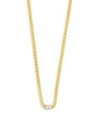 Sterling Forever Square Cubic Zirconia Curb Chain Collar Necklace In 14k Gold Plated, 16-18
