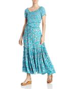 Poupette St. Barth Soldedad Floral Print Tiered Dress