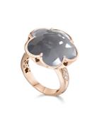 Pasquale Bruni 18k Rose Gold Floral Ring With Gray Agate And Diamonds