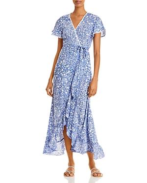 Poupette St. Barth Ruffled Floral Maxi Wrap Dress