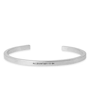 Allsaints Sterling Silver Logo Skinny Cuff Bracelet