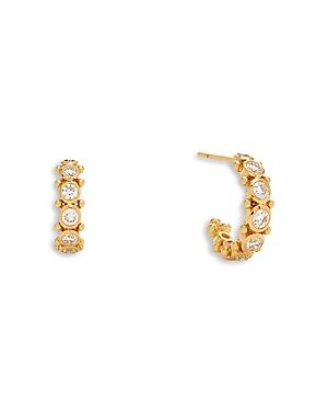 Temple St. Clair 18k Yellow Gold Classic Diamond Hoop Earrings