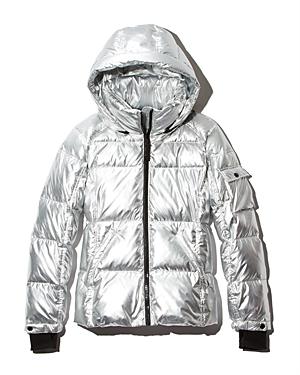 Aqua Metallic Hooded Puffer Jacket - 100% Exclusive