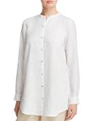 Eileen Fisher Petites Organic Linen Mandarin Collar Shirt