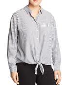 Vince Camuto Plus Striped Tie-front Shirt