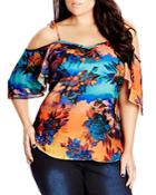 City Chic Summer Nights Floral Print Top