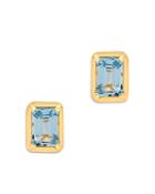 Bloomingdale's Swiss Blue Topaz Emerald Cut Stud Earrings In 14k Yellow Gold - 100% Exclusive