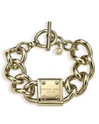 Michael Kors Logo Plaque Curb Chain Toggle Bracelet