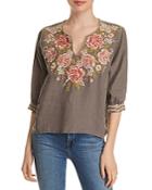 Johnny Was Cecile Embroidered Linen Top