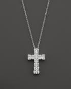 Diamond And Baguette Cross Pendant Necklace In 14k White Gold, 1.0 Ct. T.w. - 100% Exclusive