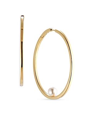 Nadri La Vie Nacre Pearl Hoop Earrings In 18k Gold Plated