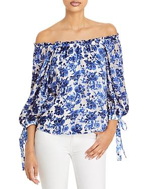 Alice And Olivia Alta Floral Print Peasant Top