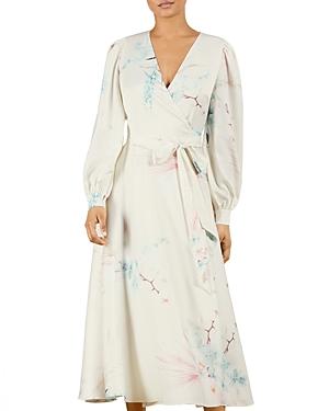 Ted Baker Floral Wrap Long Sleeve Midi Dress