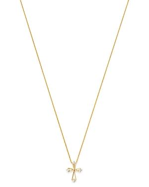 Bloomingdale's Diamond Small Cross Pendant Necklace In 14k Yellow Gold, 0.10 Ct. T.w. - 100% Exclusive