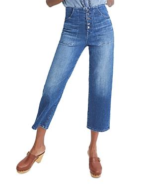 Veronica Beard Crosbie High Rise Cropped Wide Leg Jeans In Bright Blue
