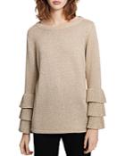 Calvin Klein Metallic Ruffled-sleeve Sweater