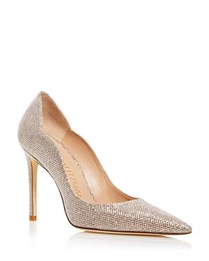 Stuart Weitzman Women's Stuart Scallop Glitter Pumps