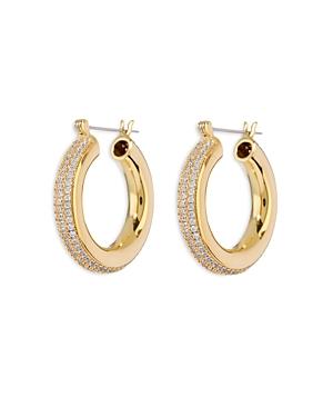 Luv Aj Baby Amalfi Pave Stripe Tubular Hoop Earrings In Gold Tone