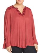 Lucky Brand Plus Embroidered & Textured Tunic