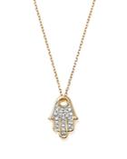 Adina Reyter 14k Yellow Gold Pave Diamond Hamsa Pendant Necklace, 15