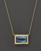 Ippolita 18k Gold Gelato Medium Baguette Pendant Necklace In London Blue Topaz With Diamonds, 16