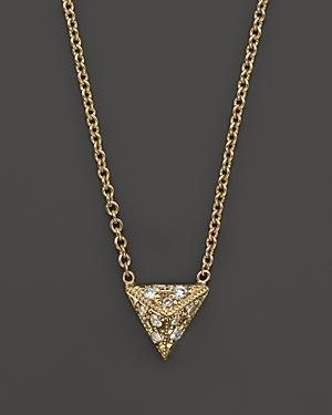 Zoe Chicco 14k Yellow Gold Triangle Pyramid Pave Diamond Necklace, 16