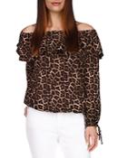 Michael Michael Kors Leopard Off-the-shoulder Peasant Top