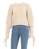 525 Cable Knit Puff Sleeve Sweater