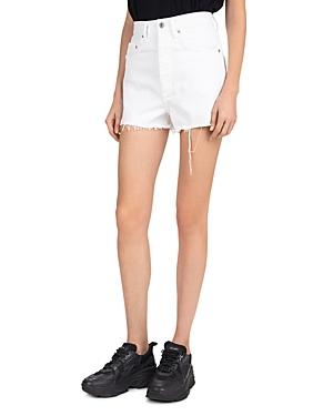 The Kooples Western Belted Frayed Jean Shorts In White