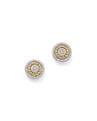 Bloomingdale's Diamond Cluster Beaded Halo Stud Earrings In 14k White & Yellow Gold, .25 Ct. T.w. - 100% Exclusive