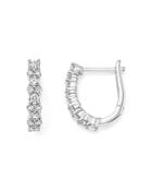 Diamond Huggie Hoop Earrings In 14k White Gold, .75 Ct. T.w.