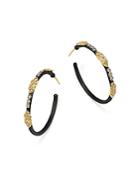 Armenta 18k Yellow Gold And Blackened Sterling Silver Old World Large Diamond Hoop Earrings