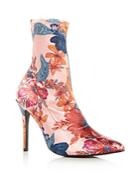 Jaggar Women's Compact Floral Print Stretch Satin Sock Booties