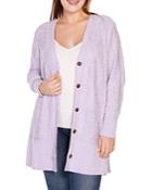 Belldini Plus Button Front Marled Cardigan
