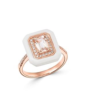 Bloomingdale's Morganite, White Agate & Diamond Ring In 14k Rose Gold - 100% Exclusive