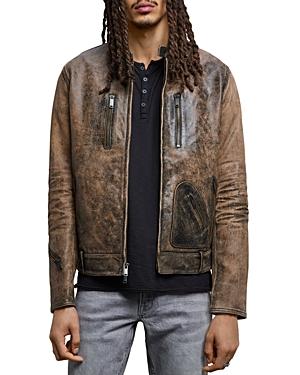 John Varvatos Star James Leather Slim Fit Racer Jacket