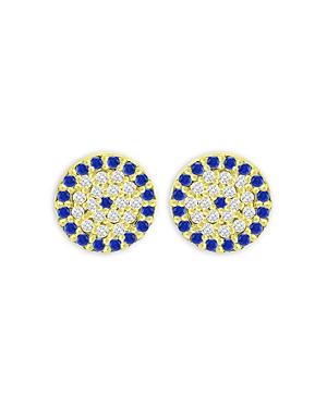 Bloomingdale's Marc & Marcella Diamond & Synthetic Sapphire Circle Stud Earrings In 18k Gold Plated Sterling Silver, 0.17 Ct. T.w. - 100% Exclusive