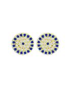 Bloomingdale's Marc & Marcella Diamond & Synthetic Sapphire Circle Stud Earrings In 18k Gold Plated Sterling Silver, 0.17 Ct. T.w. - 100% Exclusive