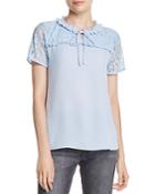 Karl Lagerfeld Lace-inset Keyhole Top