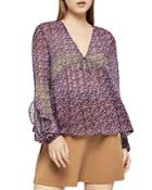 Bcbgeneration Color-block Floral Print Ruffled Top