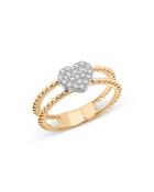 Bloomingdale's Diamond Heart Double Row Ring In 14k White & Yellow Gold, 0.10 Ct. T.w. - 100% Exclusive