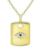 Aqua Pave Evil Eye Tag Pendant Necklace In 18k Gold Plated Silver, 15.5-17.5 - 100% Exclusive